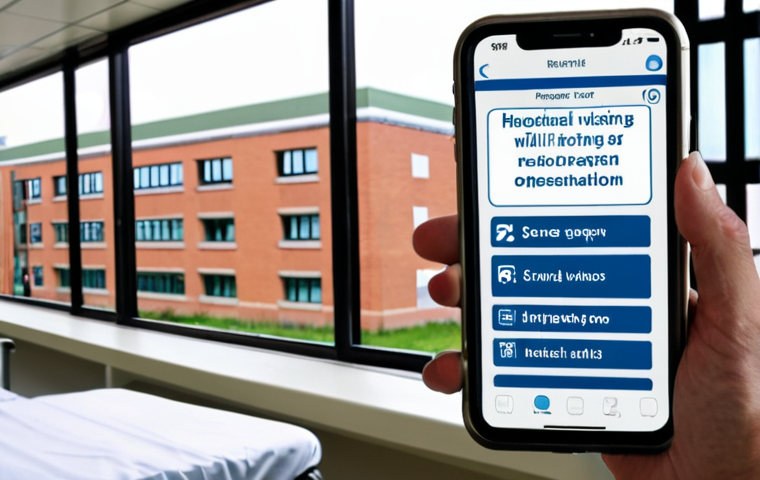 **Hospital Visitor Preparation**: An image depicting a person checking hospital visiting hours on a smartphone, with a hospital building in the background. The scene conveys a sense of planning and consideration for the patient’s well-being.