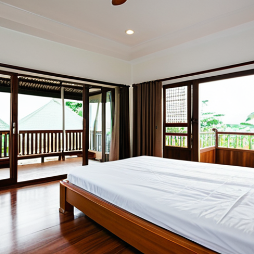 Home 12 **
A spacious, well-lit Thai home, prepared for the return of elderly parents. Focus on safety modifications: handrails in the bathroom and along hallways, a clean and clutter-free bedroom with an adjustable bed. Family-friendly, appropriate content, safe for work, fully clothed people (if any are present), natural proportions, professional interior design photography, high quality.
**